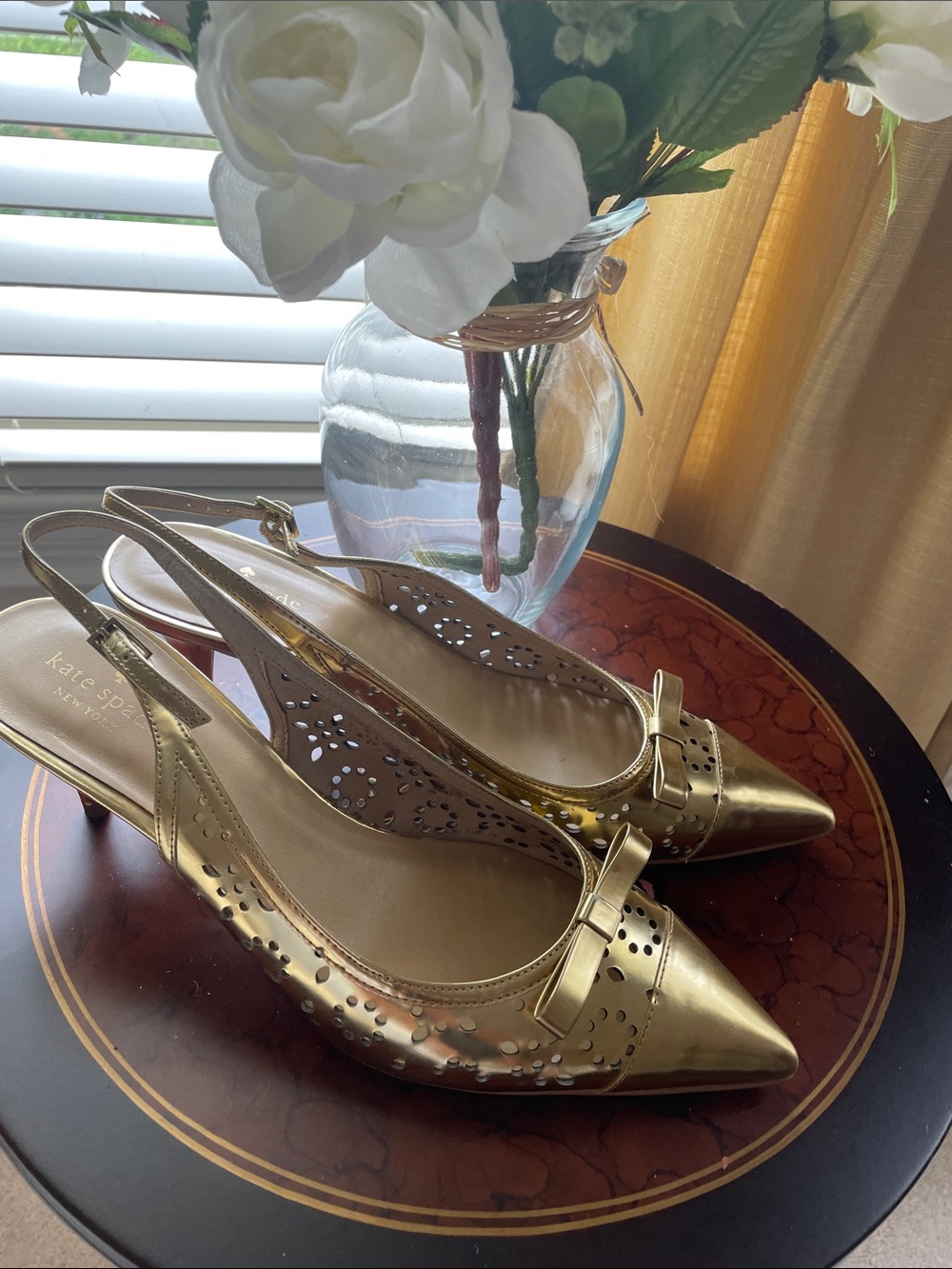 kate spade Metallic Gold Pointed-Toe Slingback Mules